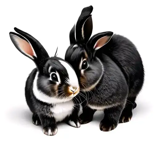 Two bunnies that are butting heads the bunnies are black and white the bunnies are also very chubby tattoo design idea