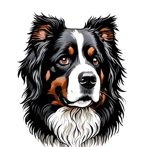 Bernese mountain dog folk art tattoo design idea