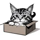 shrodengers cat with string coming out of the box tattoo design idea
