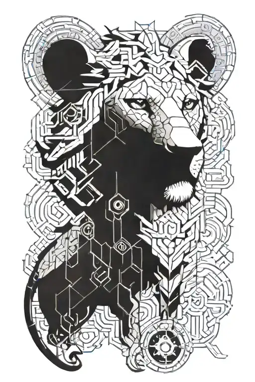 lion head on elephant body with Ivory tattoo design idea