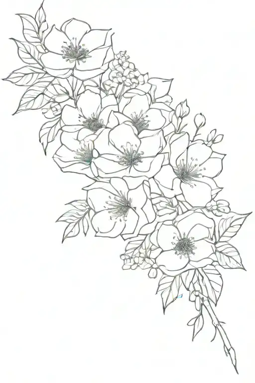 birth flower bouquet, september july december august march tattoo design idea