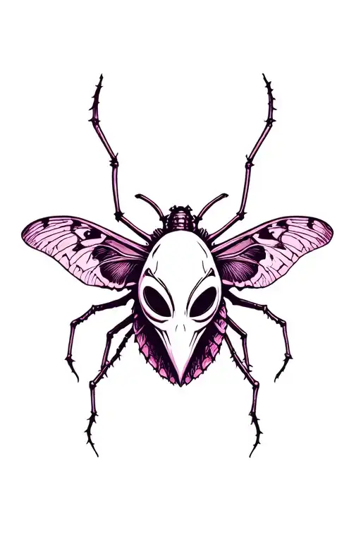 horrormoth with a alien head tattoo design idea