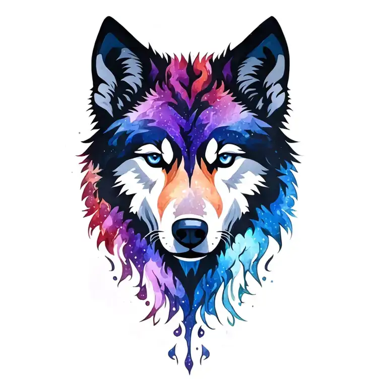 shadow wolf silhouette tattoo design idea