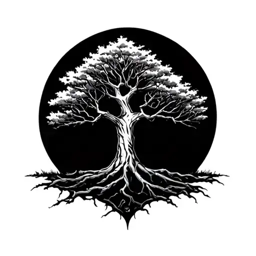 bare tree tattoo design idea