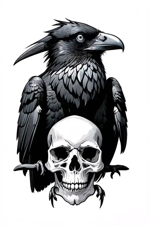 crow with skull on its chest tattoo tattoo design idea
