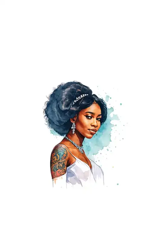 gangster queen African lady holding tattoo design idea