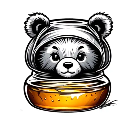 baby bear shaped honey jar  tattoo design idea