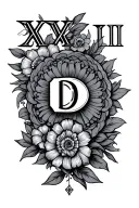 the year 1958 in roman numerals and the initials DO tattoo design idea