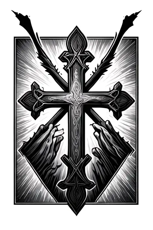 Christian Cross with holy trinity triangle where the cross intersects tattoo design idea