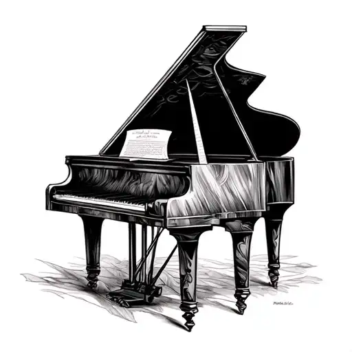 Grand piano tattoo design idea