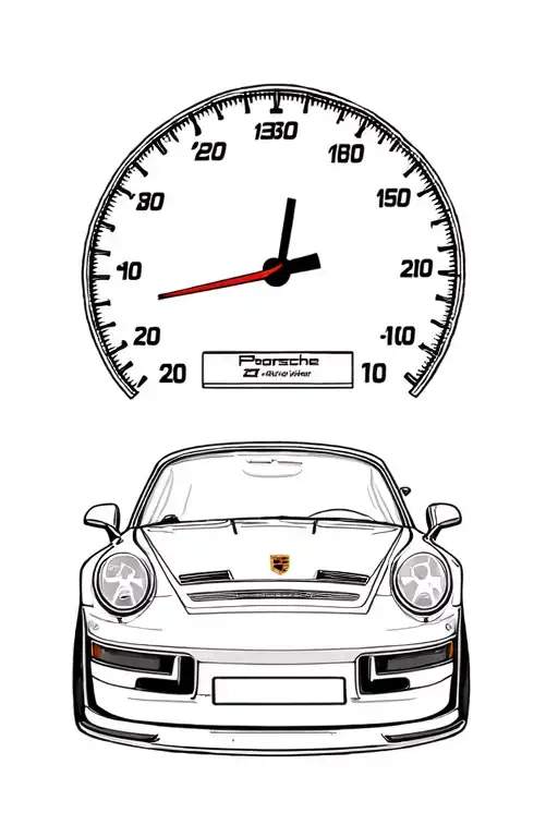 Porsche 911 with speedometer in the background sleeve tattoo design idea