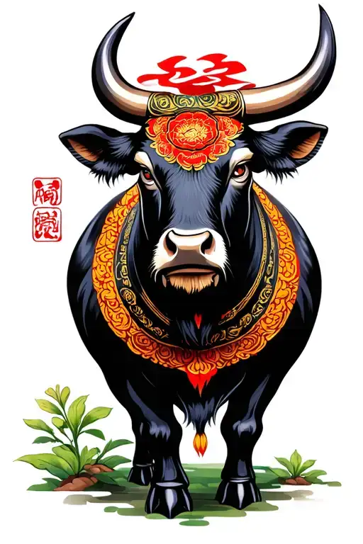 Chinese ox tattoo design idea