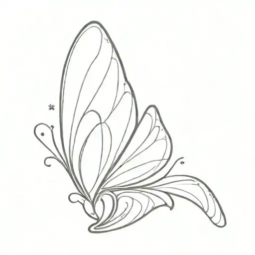 dainty fairy wings spread tattoo design idea