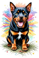 cat and Rottweiler looking at rainbow bridge  tattoo design idea
