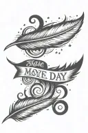 feather with stars around it and the words "maybe one day" written tattoo design idea