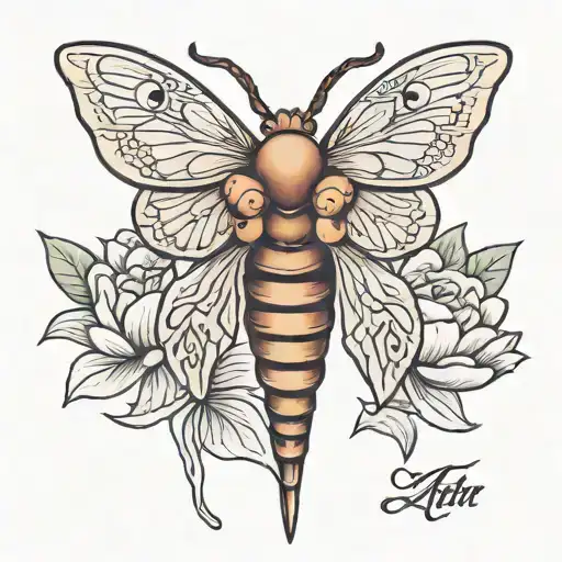 death moth tattoo with lotus flower tattoo design idea