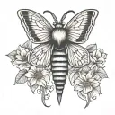 death moth tattoo with lotus flower tattoo design idea