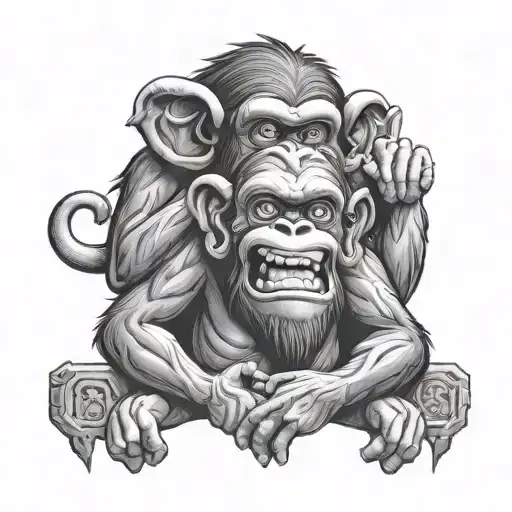 Three wise monkeys tattoo design idea