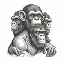 Three wise monkeys tattoo design idea