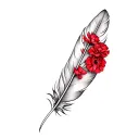 feather and red carnations tattoo design idea