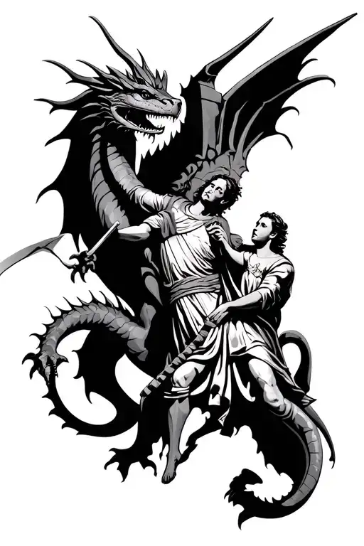 st george killing a dragon, Christian, family , syria tattoo design idea