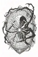 make me a tattoo for the right uper bicep that meshes well with my current shoulder tattoo 'a phantom troupe spider from tattoo design idea