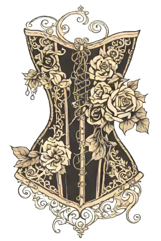 corset piercing with lace  tattoo design idea