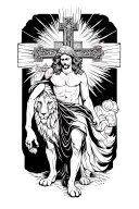 Lion cross jesus walking tattoo design idea