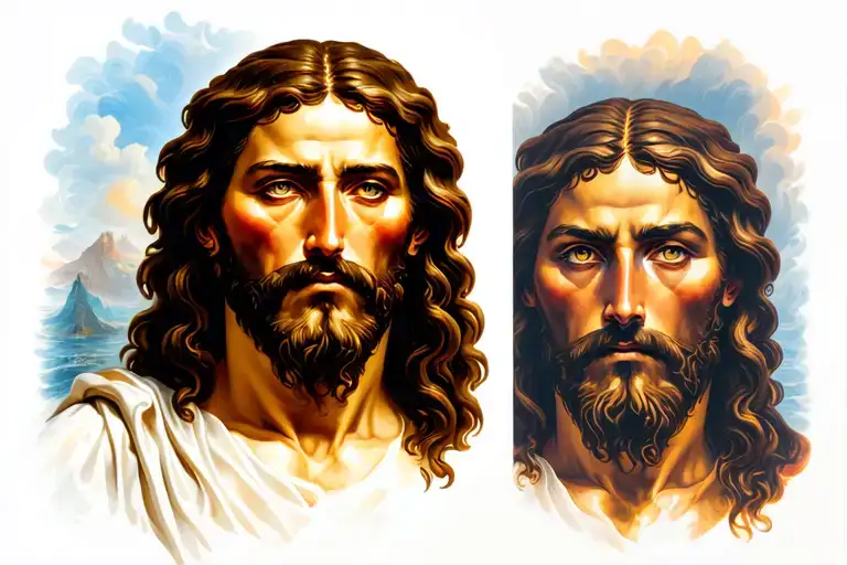 Leon and face of Jesus tattoo design idea