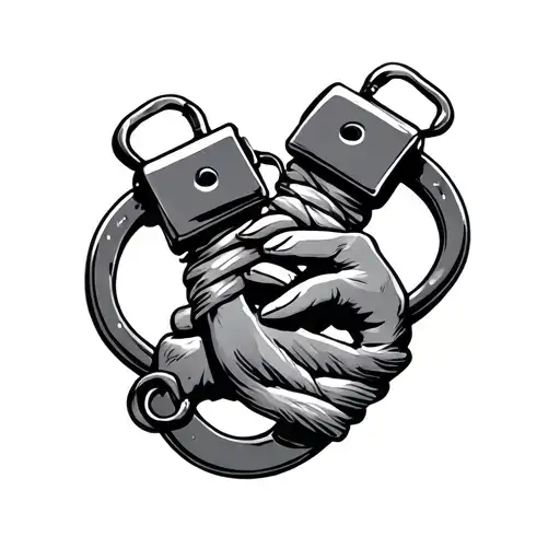 Whip handcuffs tattoo design idea