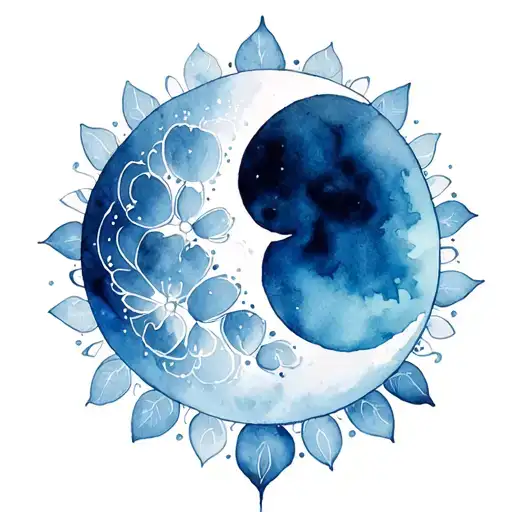 Moon Mandala And Lotus tattoo design idea