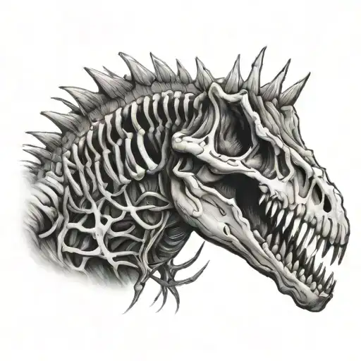 dinosaur skeleton tattoo design idea