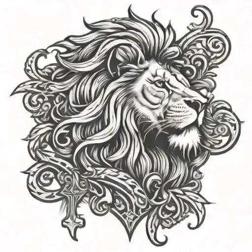 lion and cross tattoo tattoo design idea