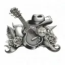 1950s Country music theme tattoo design idea