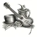 1950s Country music theme tattoo design idea