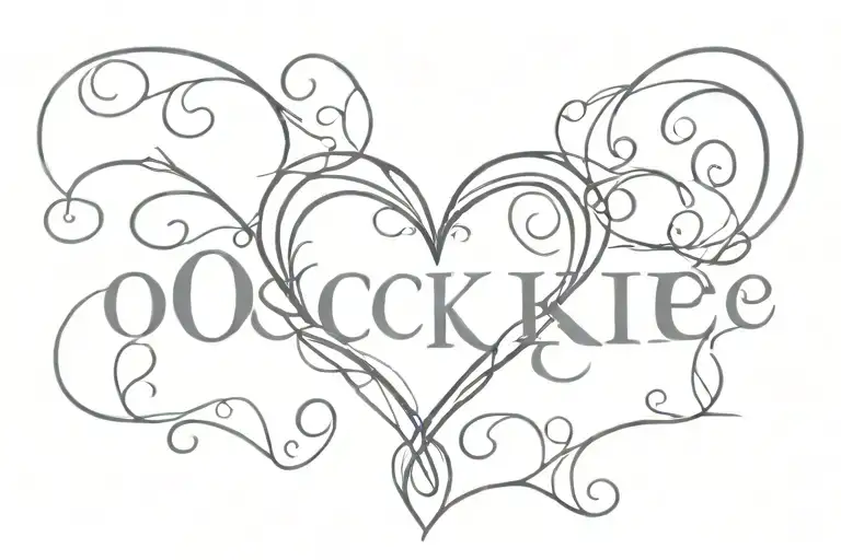 The word “Ockie” in scroll text with a heart for the “i” tattoo design idea