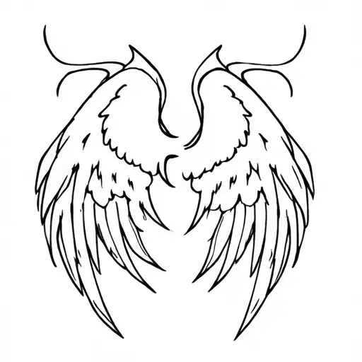 half demon, half angel wings tattoo design idea