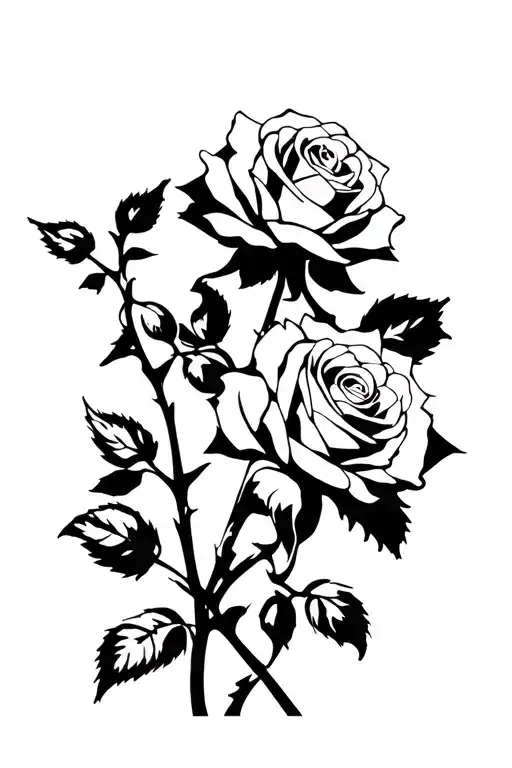 black and white stencil of rioter throwing roses tattoo design idea