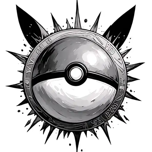 pokeball and power coin tattoo tattoo design idea