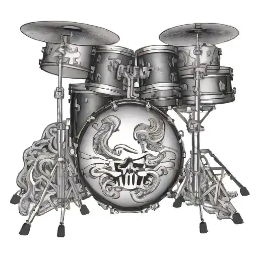 5 piece 3d drum kit tattoo design idea