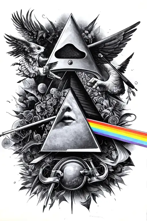pink floyd collage tattoo design incorporating elements tattoo design idea