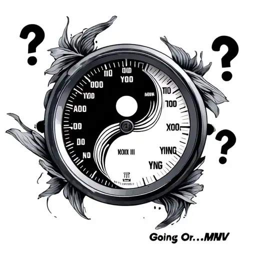 "Going Or " III.XII.MMV with mob psycho question marks and ying and yang koi with car spedometer   tattoo design idea