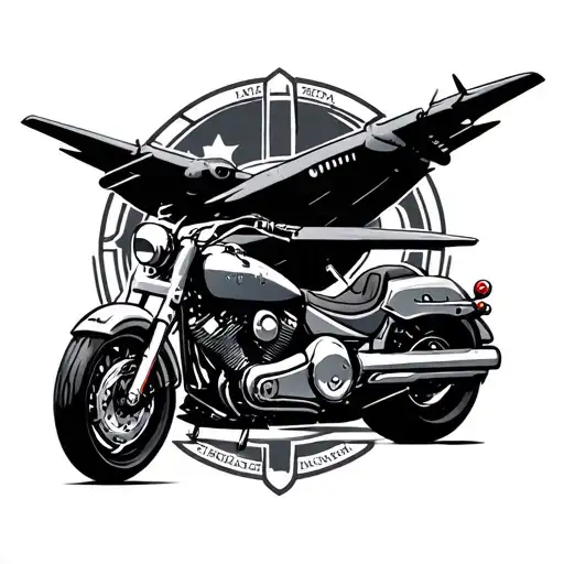 aircraft carrier symbol combined with motorcycle tattoo design idea