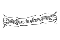 Irish phrase "ta athas orm" and "ta bron orm" wrapped around the wrist tattoo celtic knots tattoo design idea