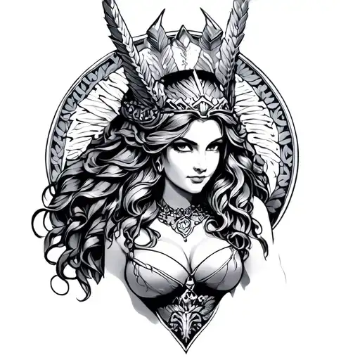 chubby bbw princess nude valkyrie tattoo design idea