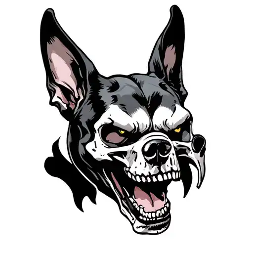 angry dog skulls rip tattoo design idea