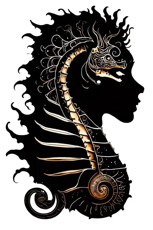 seahorse women tattoo design idea