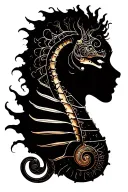 seahorse women tattoo design idea