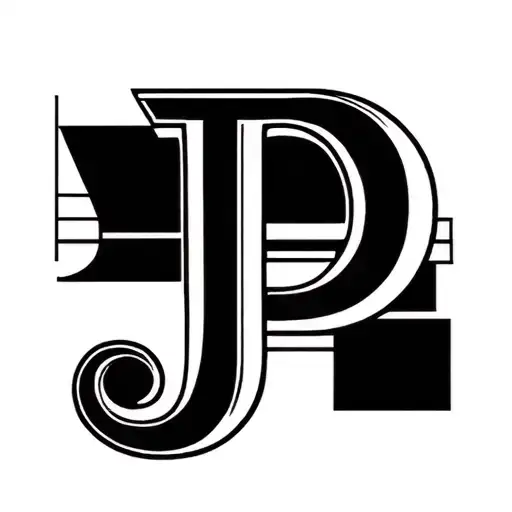 Make a black and white monogram of the letters J en P, in Bauhaus style, intented to be tattooed on someone's wrist tattoo design idea