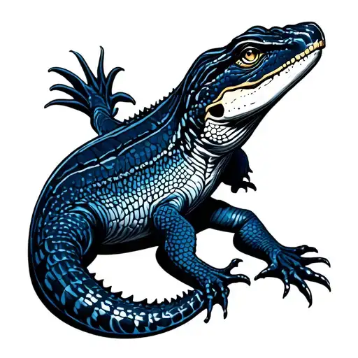 black and dark blue tattoo of a reptile tattoo design idea